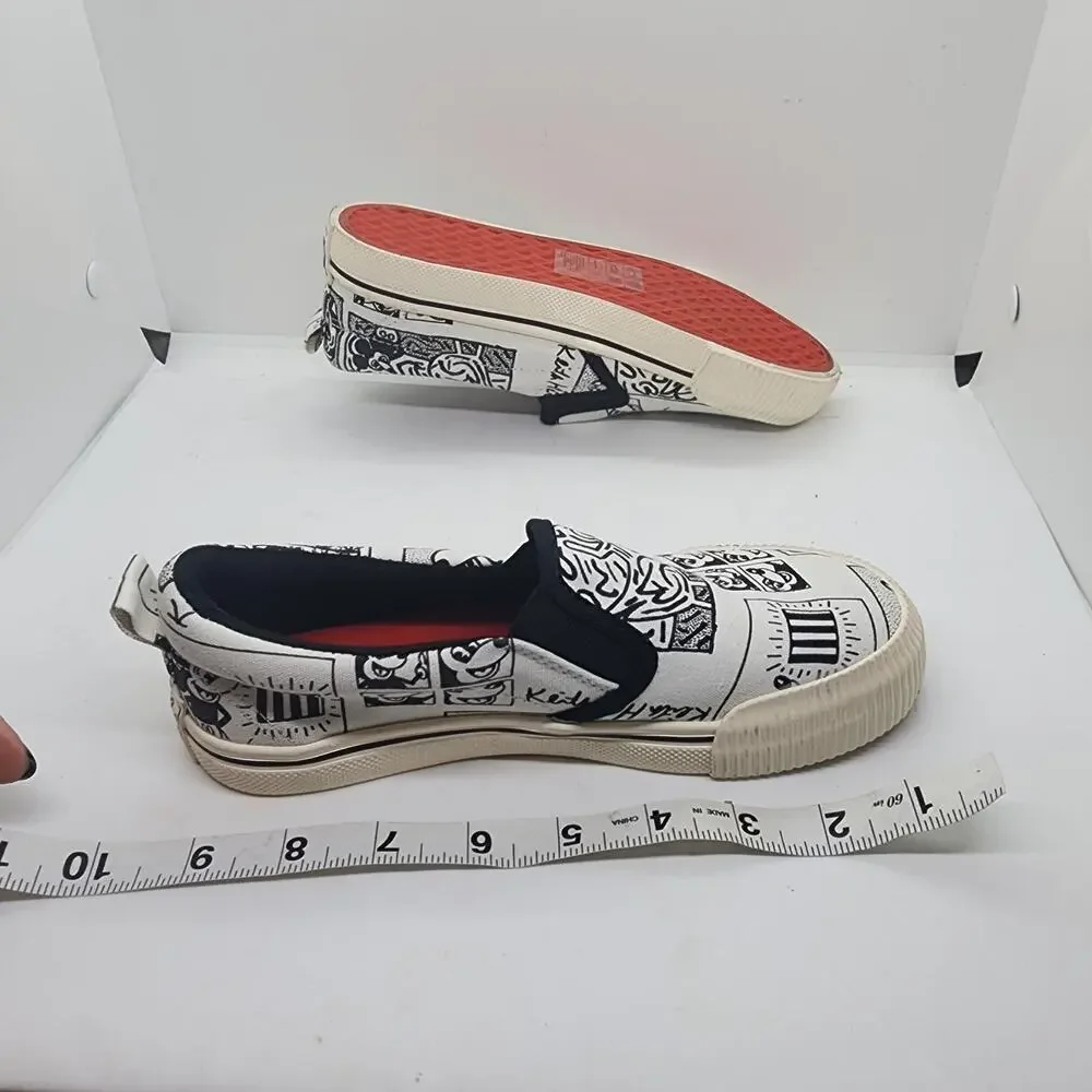 New Kieth Haring x Disney Sneaker Collab Mickey Mouse Big Kids Sz 2 H&M Ltd Ed